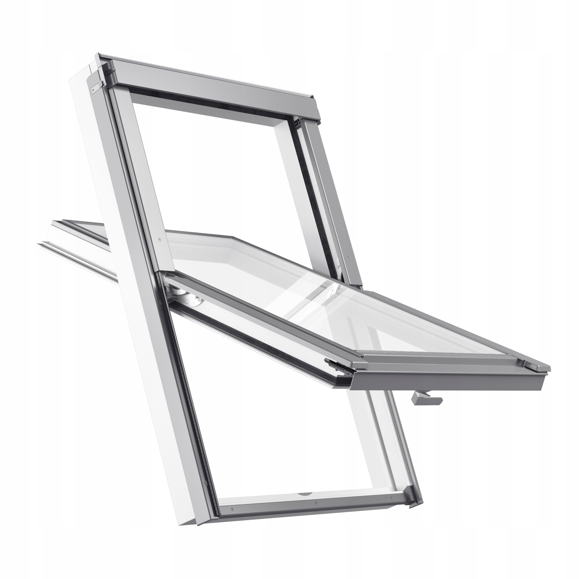 Plastové strešné okno PVC, biele, 78x140, s golierom